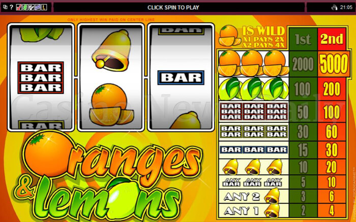 Oranges And Lemons Play 3 Reel Pokies At Casino Mate